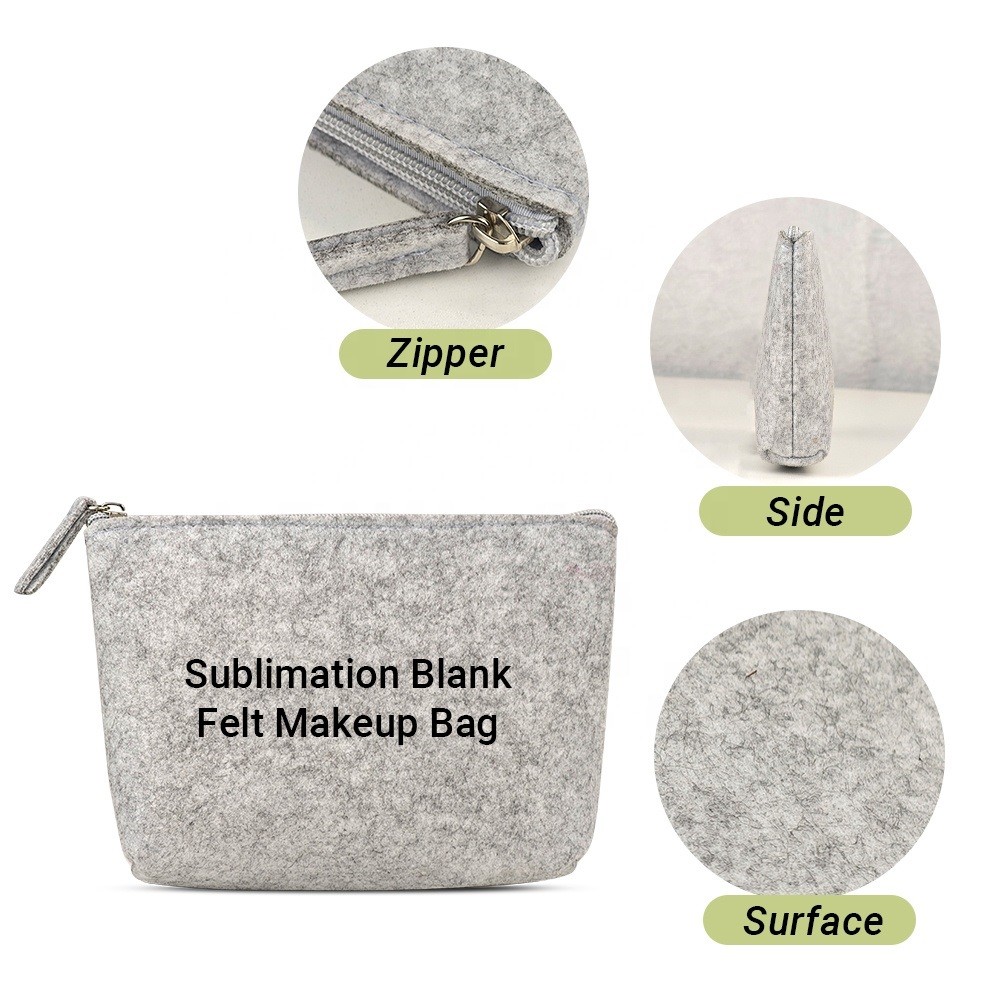 Custom Sublimation Bag Blanks Felt Makeup Bag Sublimation Blank For Photo Printing