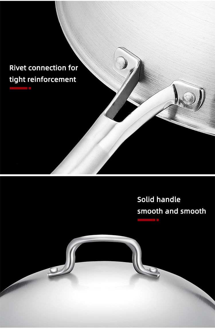 18/8 Stainless Steel Kitchen Non Stick Cooking Pot Wok With SS Lid