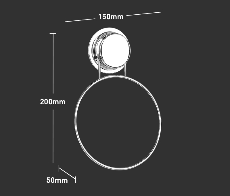 Stainless Steel Bath & Kitchen Towel Round Holder Suction Mounted Bath Towel Ring Height