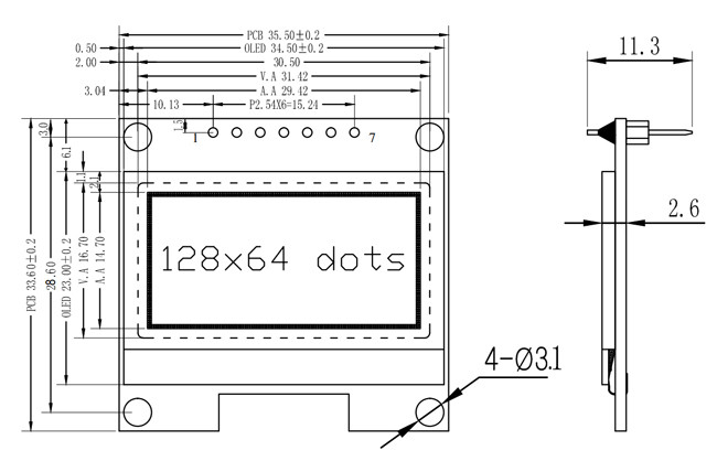 SPI Interface OLED Display 1.3 Inch OLED I2c 7 Pin With SH1106 Driver IC