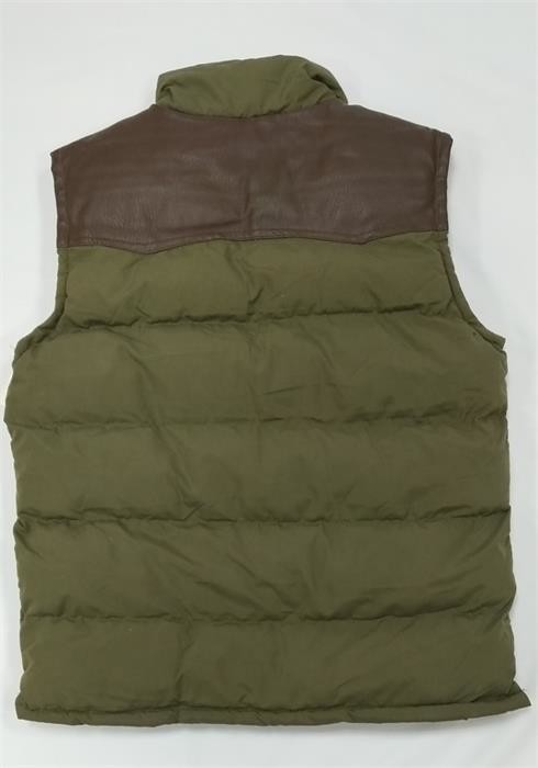 Mens Olive Green Puffer Vest Mens Big And Tall With Hood 5 Metal Zip