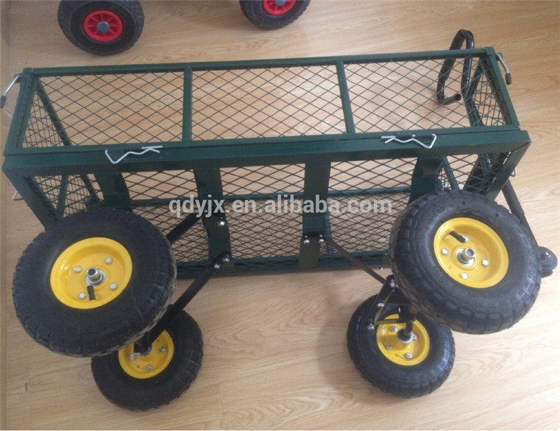 Heavy Duty 75L Garden Mesh Cart with Removable Mesh Sides to Convert into Flatbed, Utility Metal Wagon