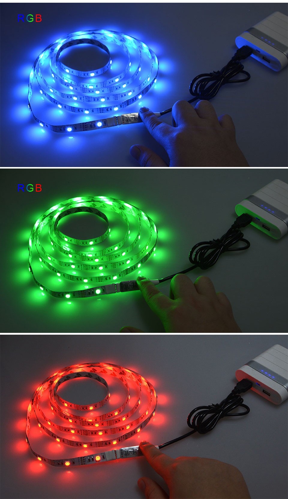 5V USB 5050 Self Adhesive LED Strip RGB 5000mm Addressable Led Strip