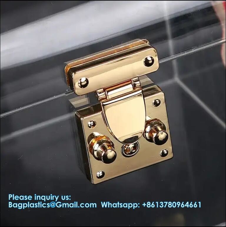 High-End Bamboo Handle Acrylic Portable Square Box Portable Candy Gift Box