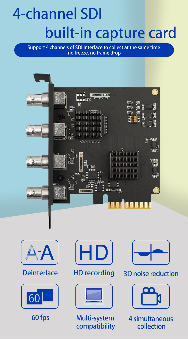 TY4SDI 4-channel SDI 1080P 60fps Video Capture Card for Space-saving Solution