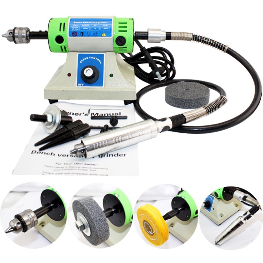 480W Table Top Grinder Polisher Jewelry Lathe Machine Grinder Variable Speed 10000 Rpm