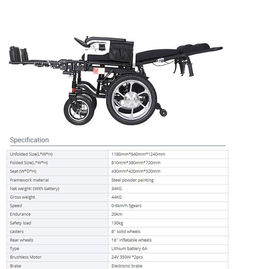 Medical Lightweight Big Wheel Wheelchair Folding Potable Elderly Disabled Electric Wheelchair
