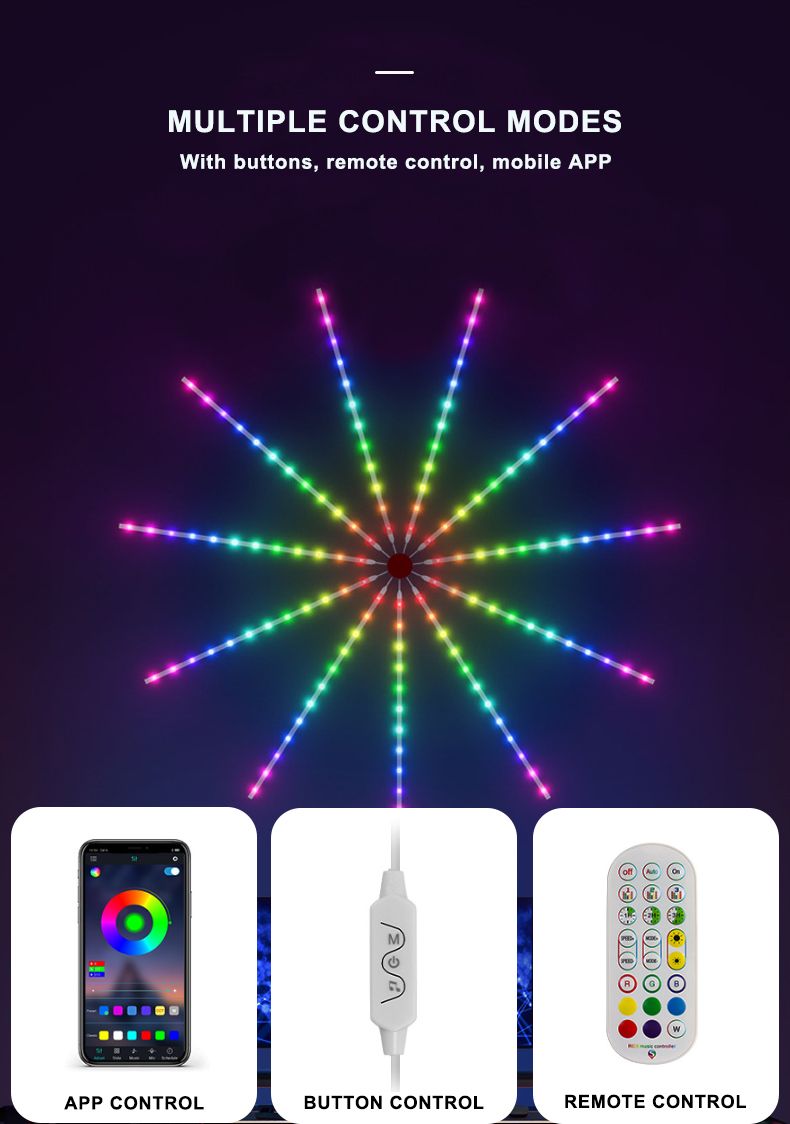 DIY APP Music Remote Pixel LED Light Strip Firework Dream Color For Christmas