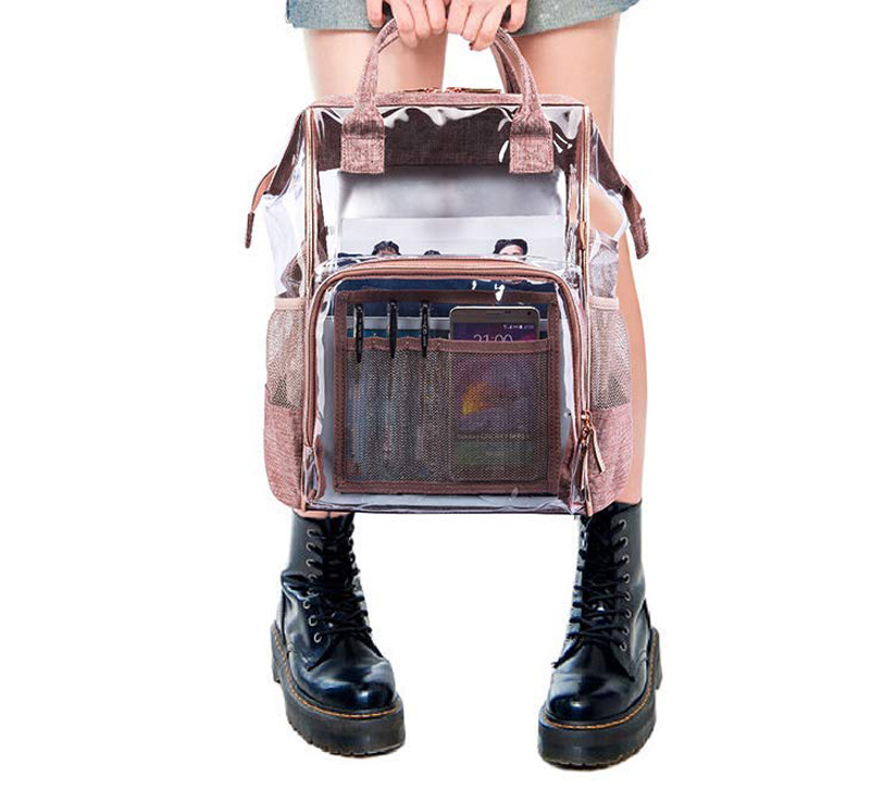 23L PTU Oxford Transparent Diaper Bag Backpack