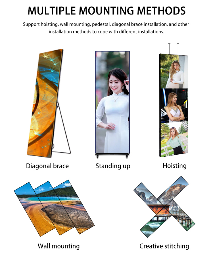 Indoor LED Poster Screen P2.5 P3 P4 P5 Modular Foldable Billboard Screen for Airport/Brand Stores