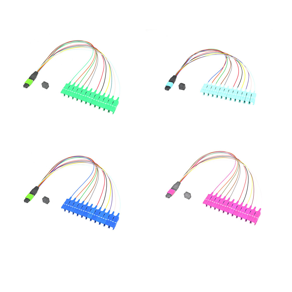 Single Mode 0.9mm lc MPO To SC Mtp Fanout Cable 0.5m 12 Fiber