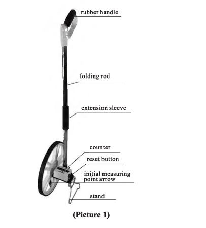 Road Distance Measuring Wheel with 318mm Wheel Diameter Effective Range up to 9999.9m