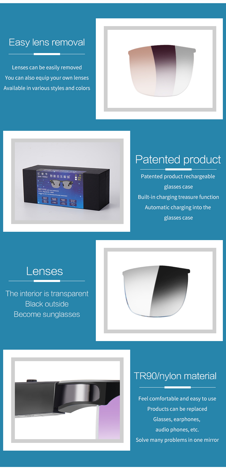 New product smart music glasses 8D music surround non-slip anti-ultraviolet radiation-proof sunglasses