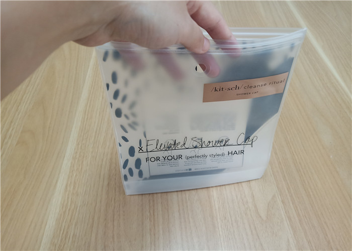 Zipper Closure PVC Packaging Bags Waterproof For Travel Shower Cap