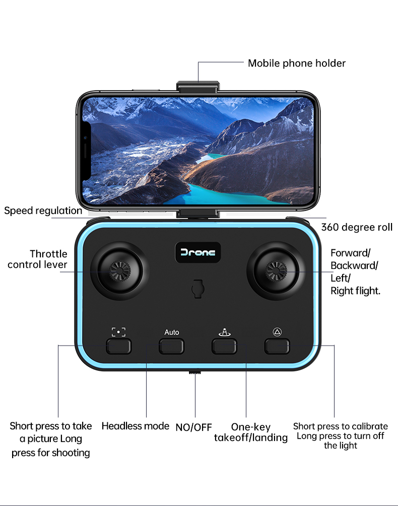 50M Dual Camera Battery Powered Drones WIFI FPV RC Drone For Beginner