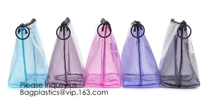 Clear Zipper Pouch with Strap Makeup Bag PVC Cosmetic Pouch,Printing Clear k Cosmetic PVC Pouch, bagease, bagplast