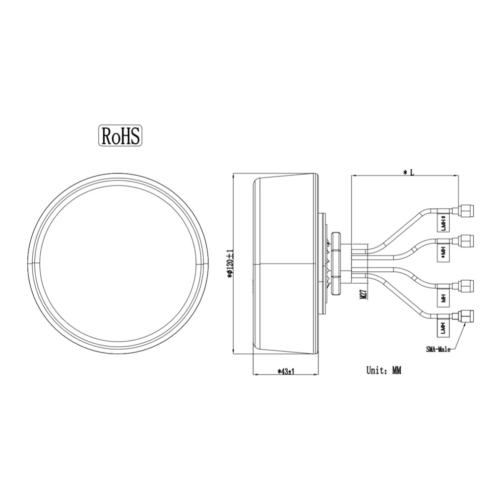 Getcom.AI 5000MHz Active GPS GNSS 5G Antenna With IP67 Ingress