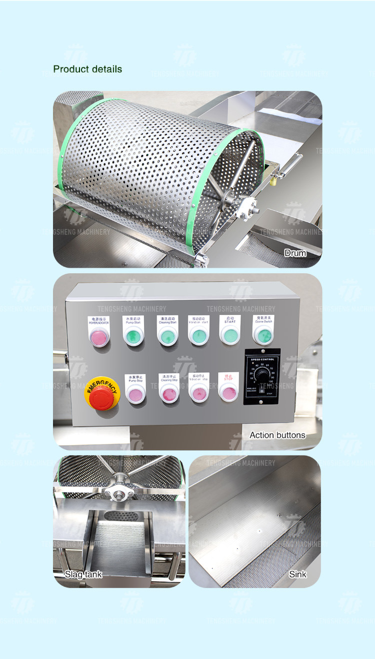 1000KG/H Automatic eddy current washing machine Fruit and vegetable vortex bubble cleaning vibration drainer