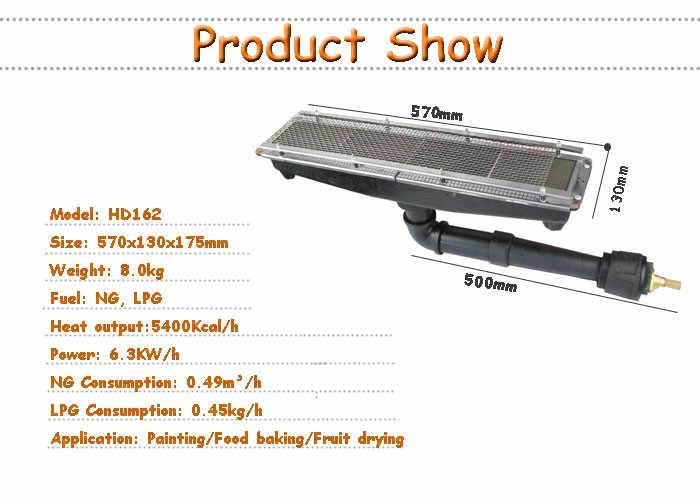 NG LPG Catalytic Gas Ceramic Infrared Burner For Food Baking HD162