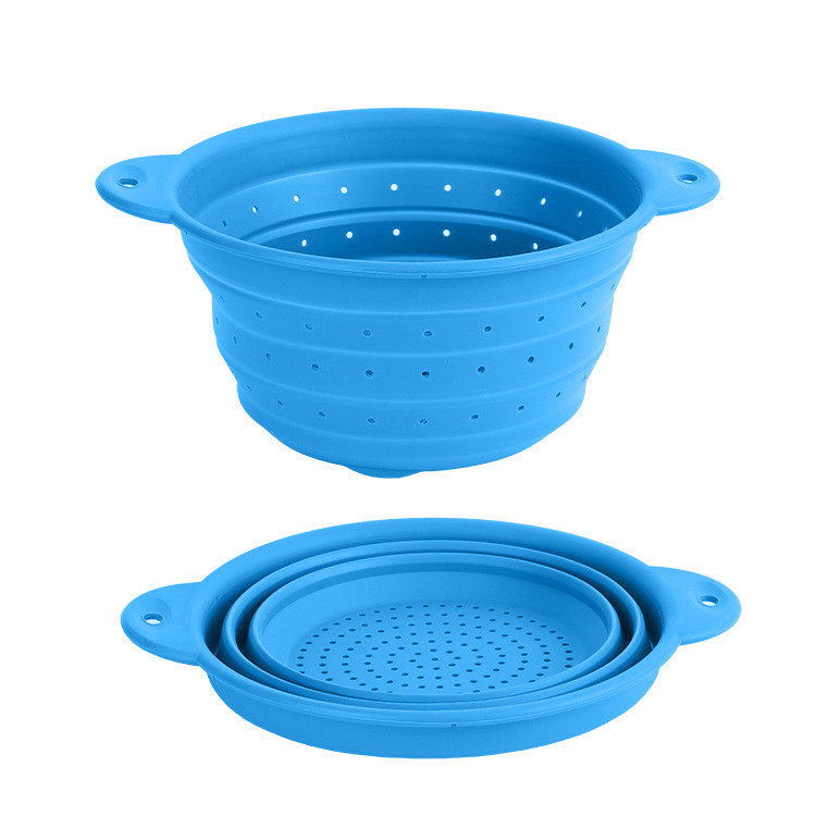 Silicone Collapsible Colander Set Food Strainer And 9 Inch Mixing Bowl 2Pcs Fruits Vegetables Pasta Strainer BPA Free