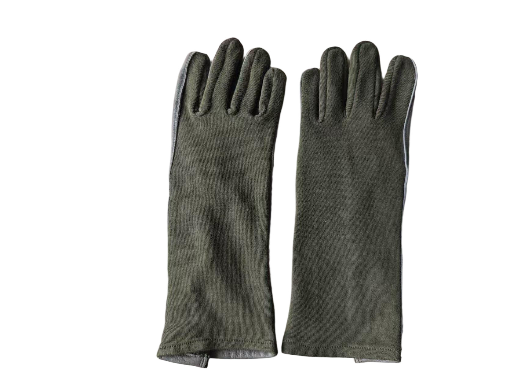 Slip Resistant Full Finger Grey Leather Military Style Gloves