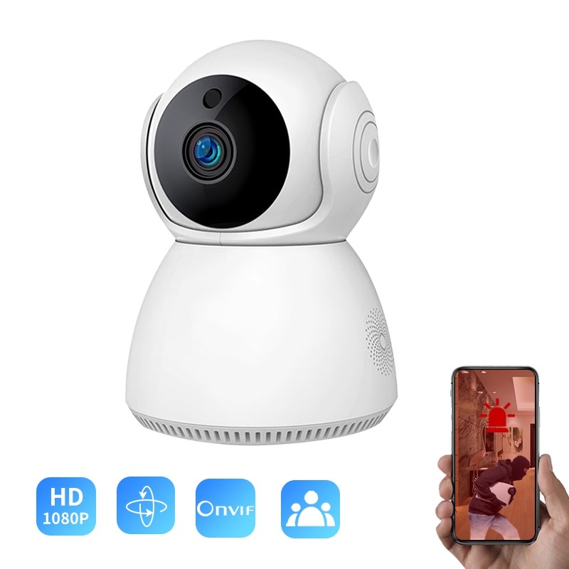Mini indoor H.265 WIFI PT 1080P 2MP wireless onvif 128G TF card slot cloud storage home security network AP wifi camera