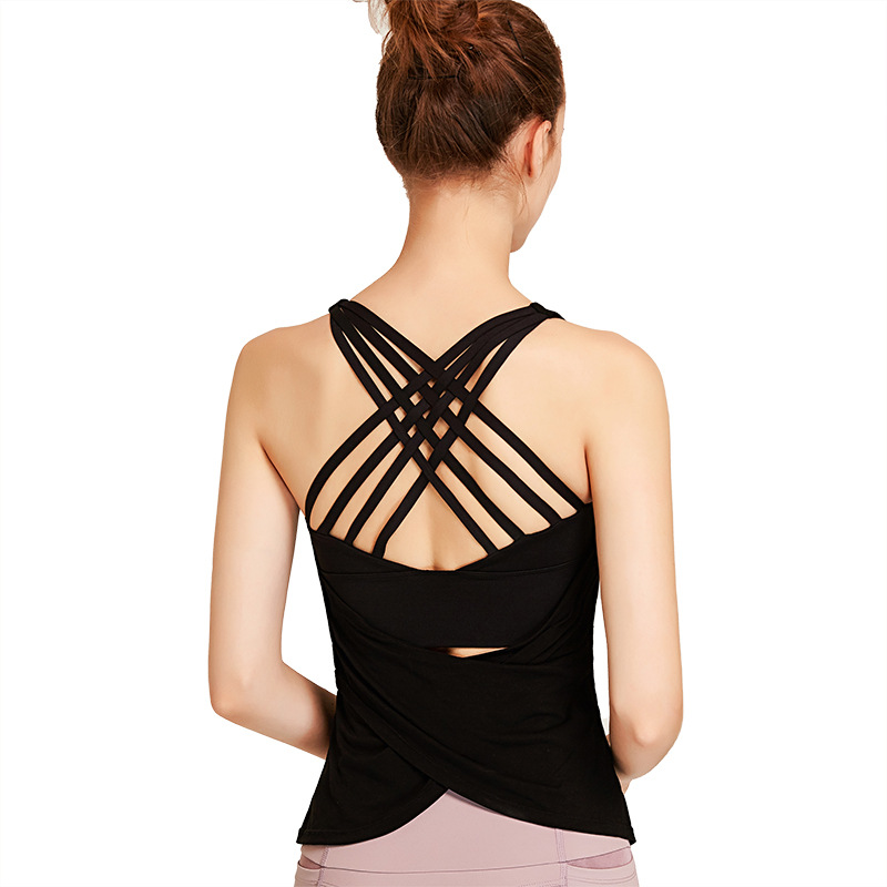 Women False Two Piece Yoga Clothes Fitness Backless Gym Jogging Vest Top dancing dress Dancewear Leotards For Women