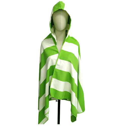 Customized Striped Microfibre Hooded Beach Towel Poncho For Kids