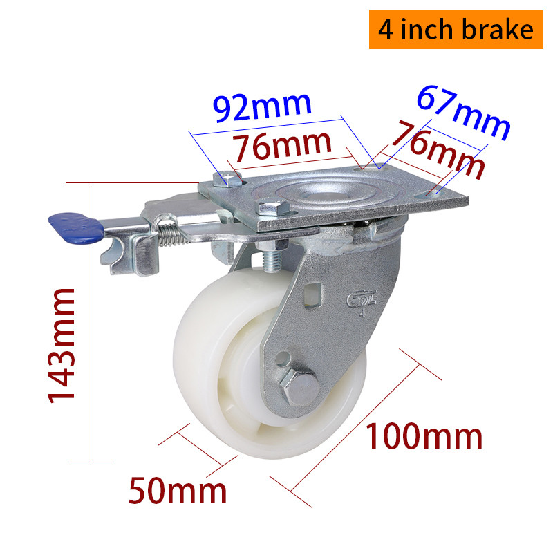 4 Inch Caster Wheels Heavy Duty 380kg Plate TPU Caster 734-26