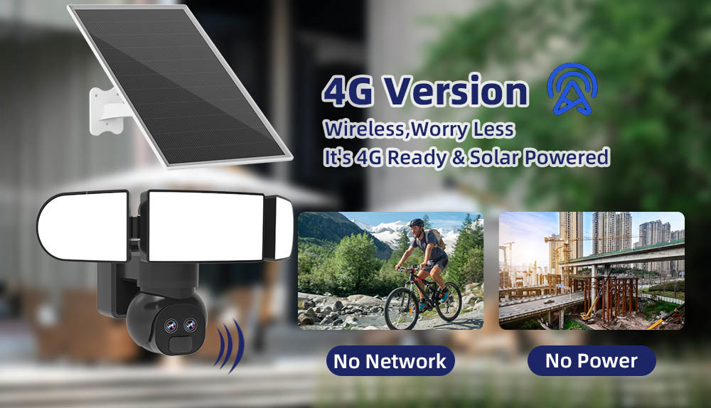2 Way Talk Continuous Recording Security Camera Siren Alarm 4G Solar Powered Camera