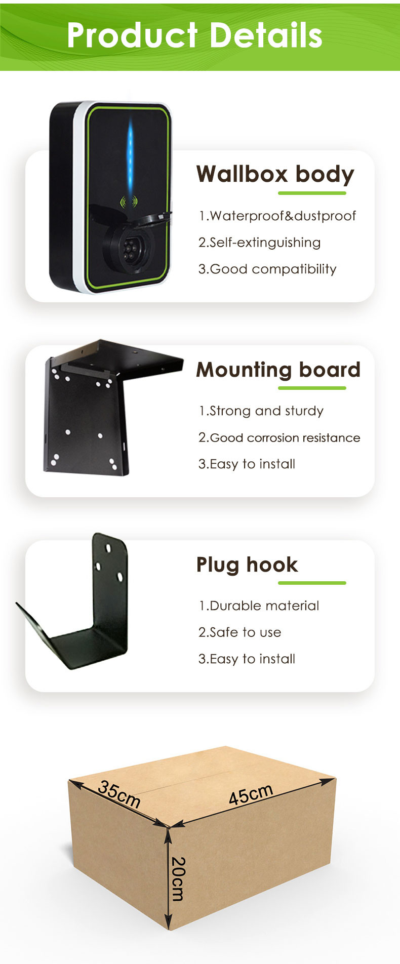 Customized AC EV Charger Wall Box 7KW For Electric Car OEM ODM Ev Charger