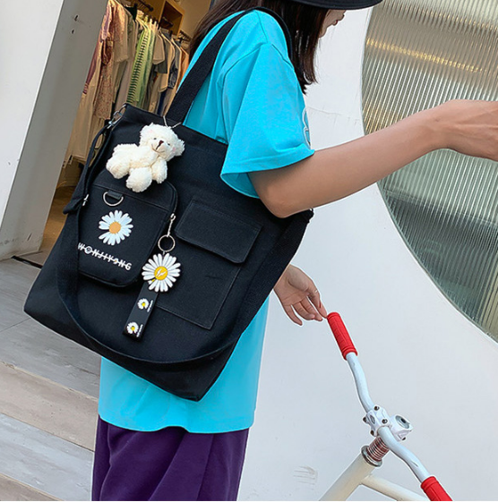 Basic Eco Canvas Bags Women Shopping Fashionable School Bag For Kids