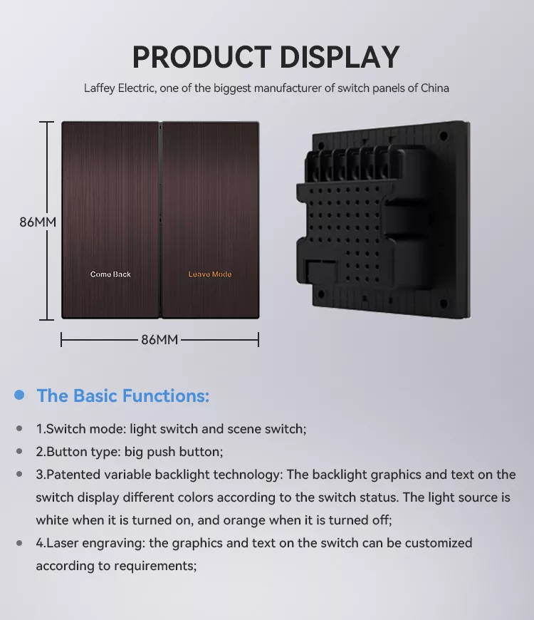 D8B Metal Wall Switch Zigbee Tuya APP Control 1 / 2 / 3 Button Wall Switch