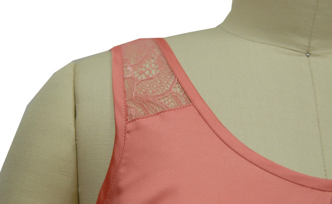 U Neck Satin Tank Top Plus Size , Strappy Camisole Tops Back Collar With Triangle Lace