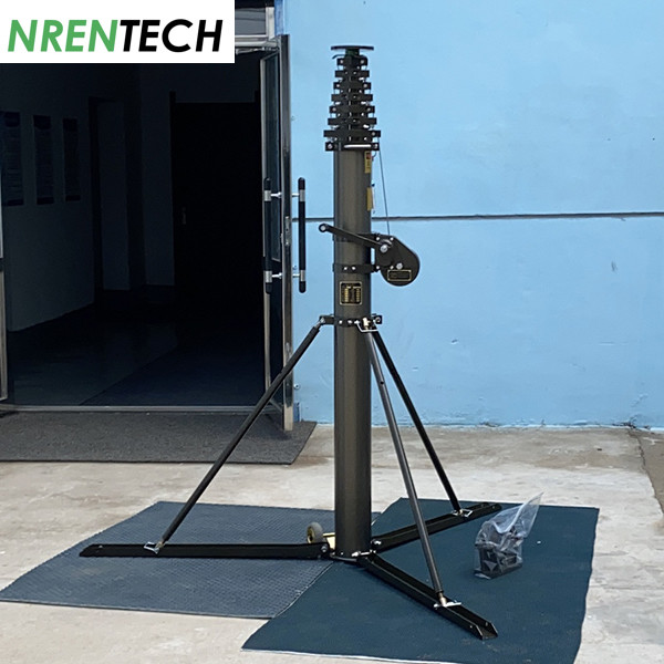 15m Aluminum Mobile Crank Up Telescoping Mast 10kg payloads