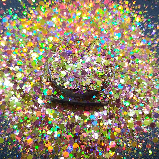 Excellent Nail Art Effect in Chunky Polyester Shifting Glitter for Mixed Chameleon Glitter