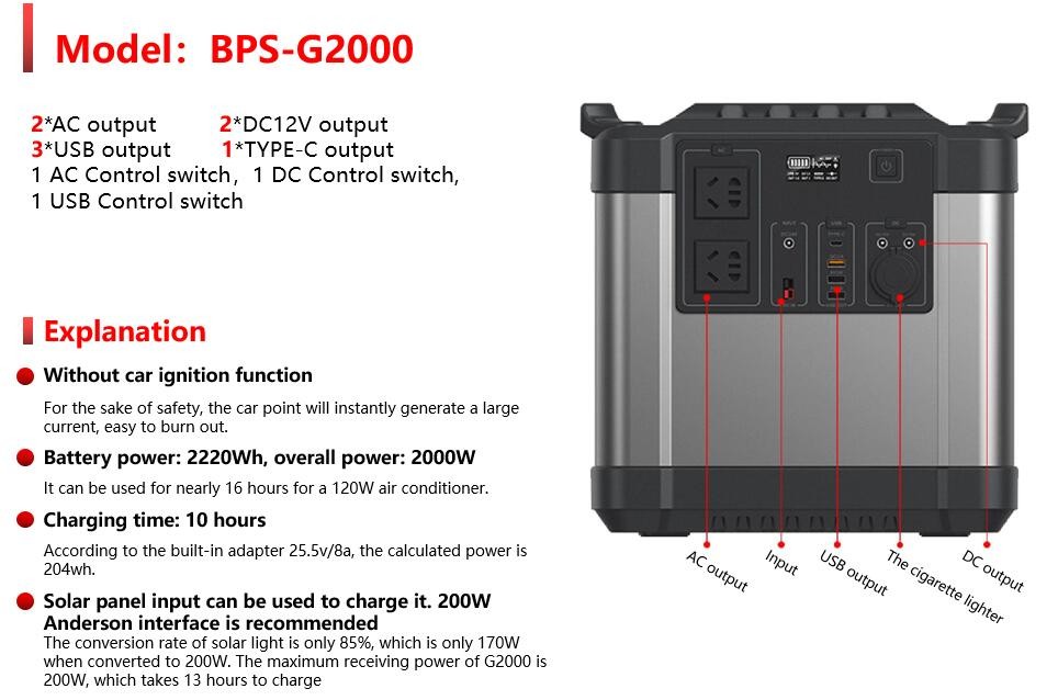 1500W 2000W 3000W Home Portable Solar Generator