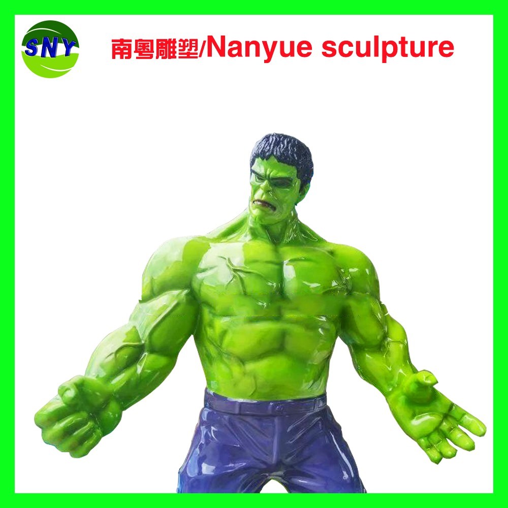 life size fiberglass movie marvel character hulk statue as decoration in park or hall center