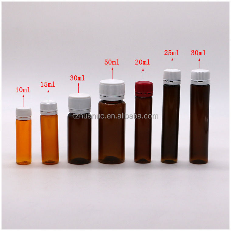 Food Grade 30mL/20ml/10ml PET Round Shape Slim Plastic Medicine Bottles for Oral Liquid