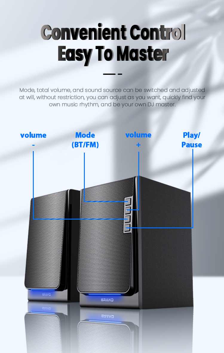 Desktop Speakers Wireless HiFi Wooden Black Bookshelf Speakers with Remote Control