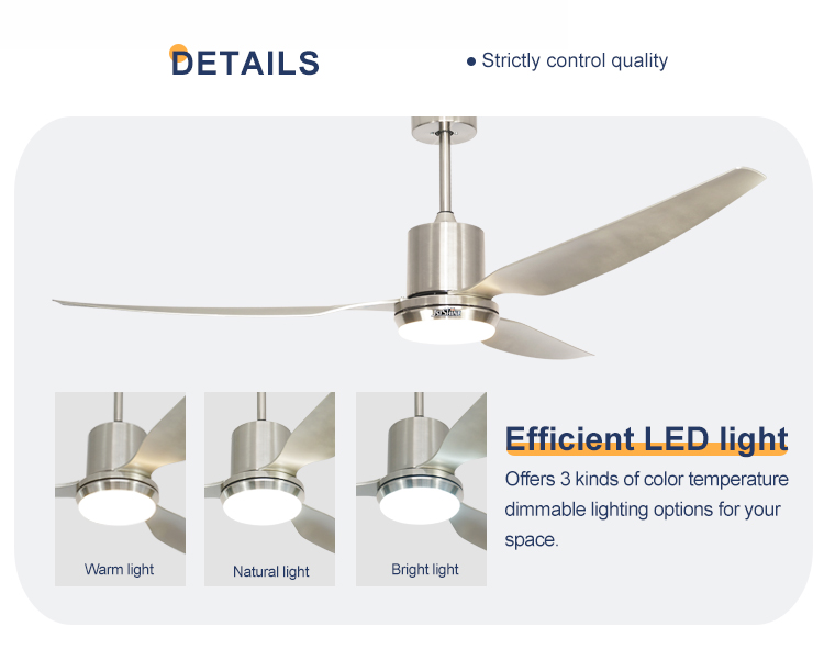 Modern Design 3 Blades 5 Speeds and Remote Control Ceiling Fan with LED Light by 1stshine