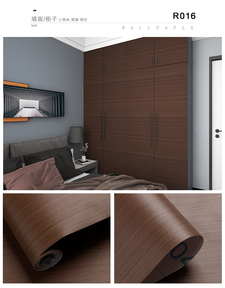 Modern Embossed Design Decorative pvc 3d Wall sticker for Kitchen featuring Wood Grain Pattern and Roll Size 0.61M*100M