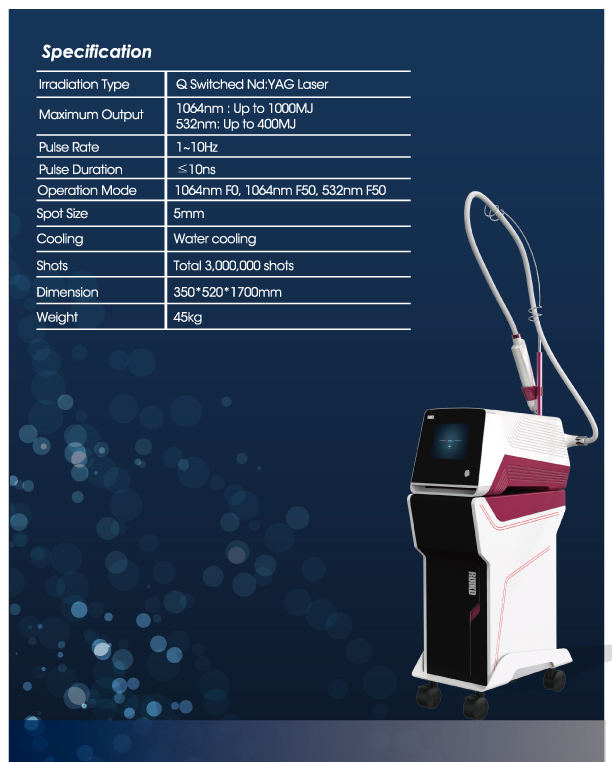 Q Switched ND Yag Laser Hair And Tattoo Removal Machine Portable 2000w 10.4 Inch Screen
