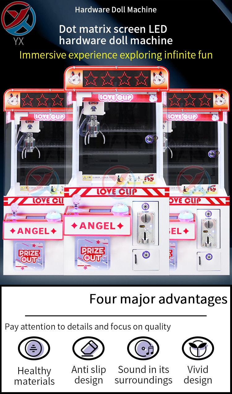 Red Coin-Operated LED Desktop Hardware Claw Arcade Machine
