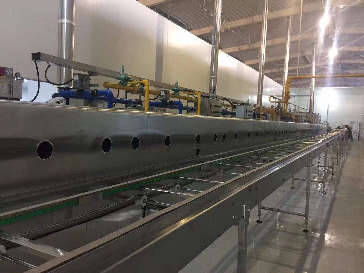 304 Stainless Steel Straight Pan Conveying Slat Chain Conveyor