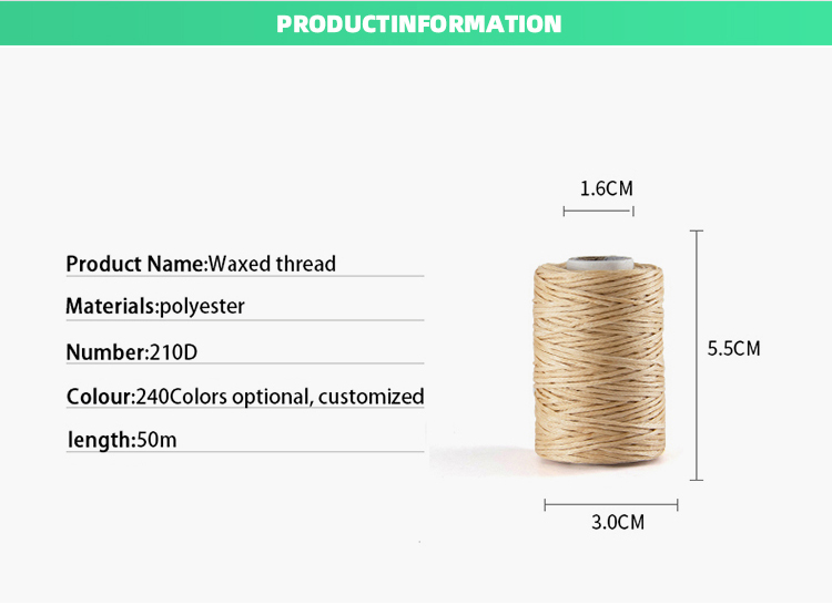 0.8mm Flat Waxed Polyester Stitching Thread for Leather Product Sewing and Durable