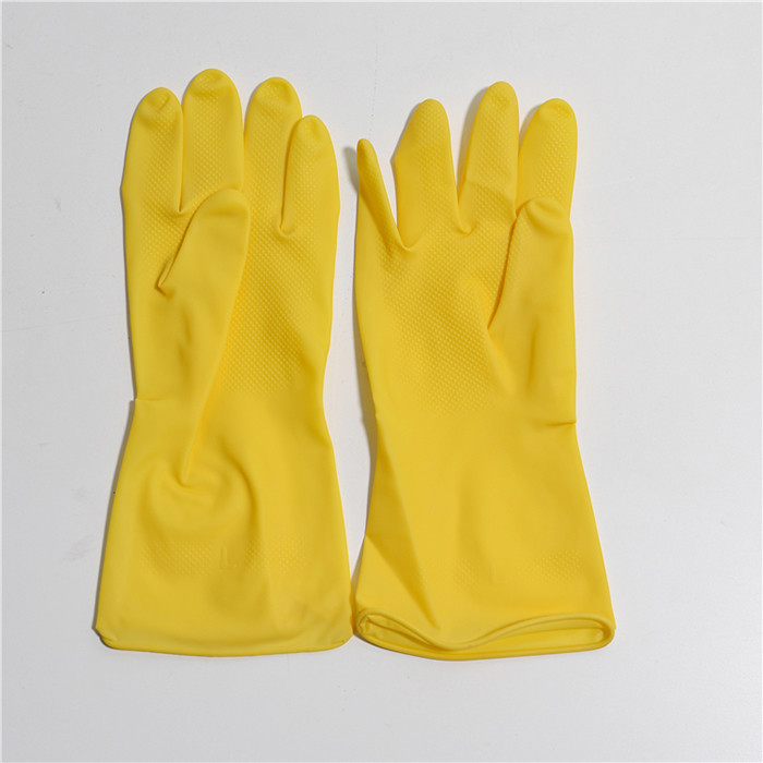 Reusable Flocklined Kitchen Rubber Gloves anti-Chemicals Household rubber gloves