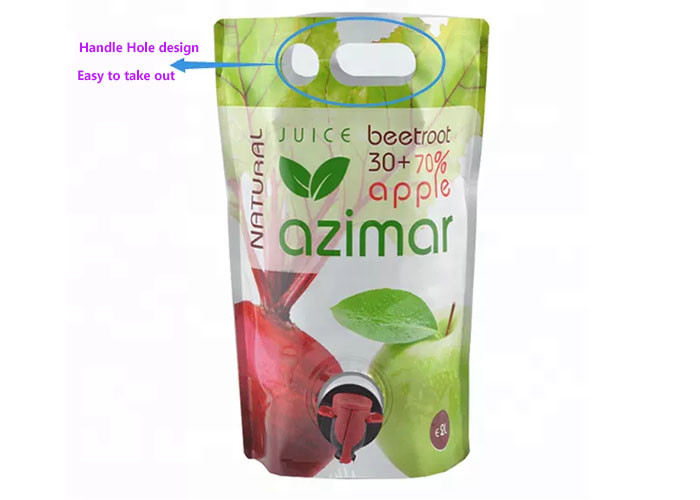 Oil Plastic Packaging Aluminium Foil Spout Pouch For Juice Wine 5 Liter