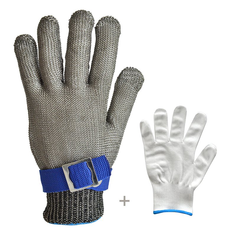 CE/ANSI Certified Stainless Steel Mesh Cut-Resistant Gloves for Level 5 and A6 Protection
