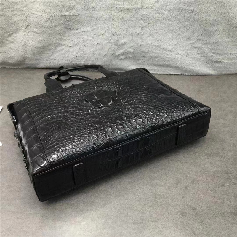 Exotic Genuine Crocodile Skin Businessmen ZIP Laptop Briefcase Authentic Alligator Leather Male Top-handle Working Purse